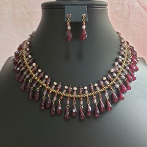 Vintage Avon Beaded Choker & Earrings Set